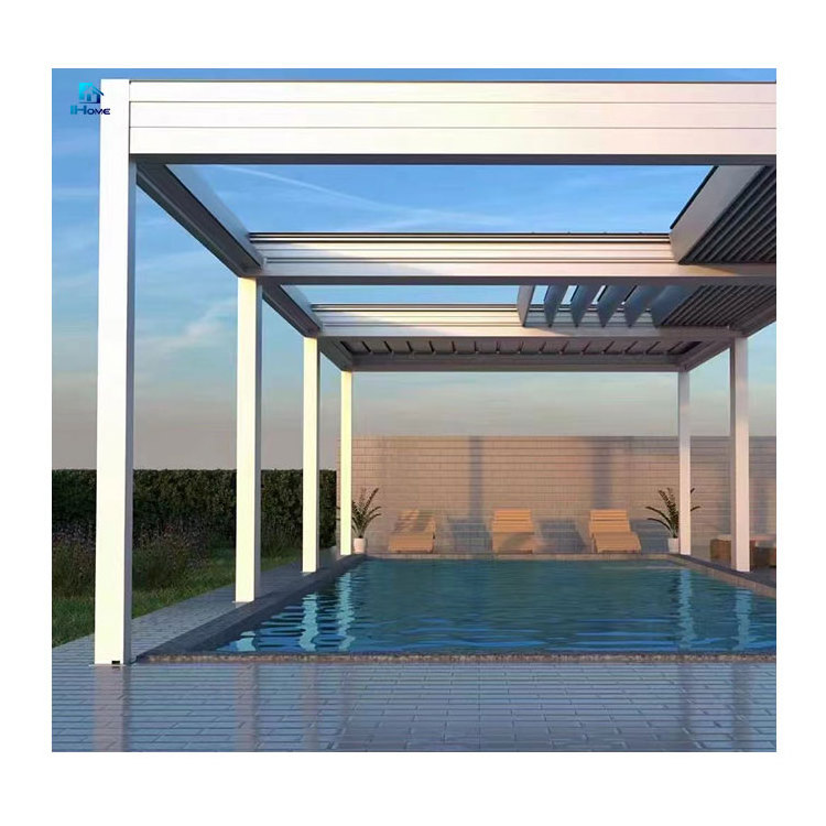 Bioclimatic Aluminum Pergola Swimming Pool Patio Rainproof Retractable Roof Systems Louver Pool Gazebo