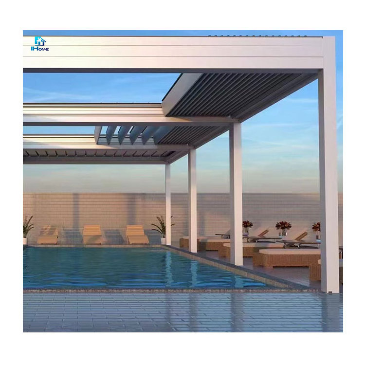 Bioclimatic Aluminum Pergola Swimming Pool Patio Rainproof Retractable Roof Systems Louver Pool Gazebo