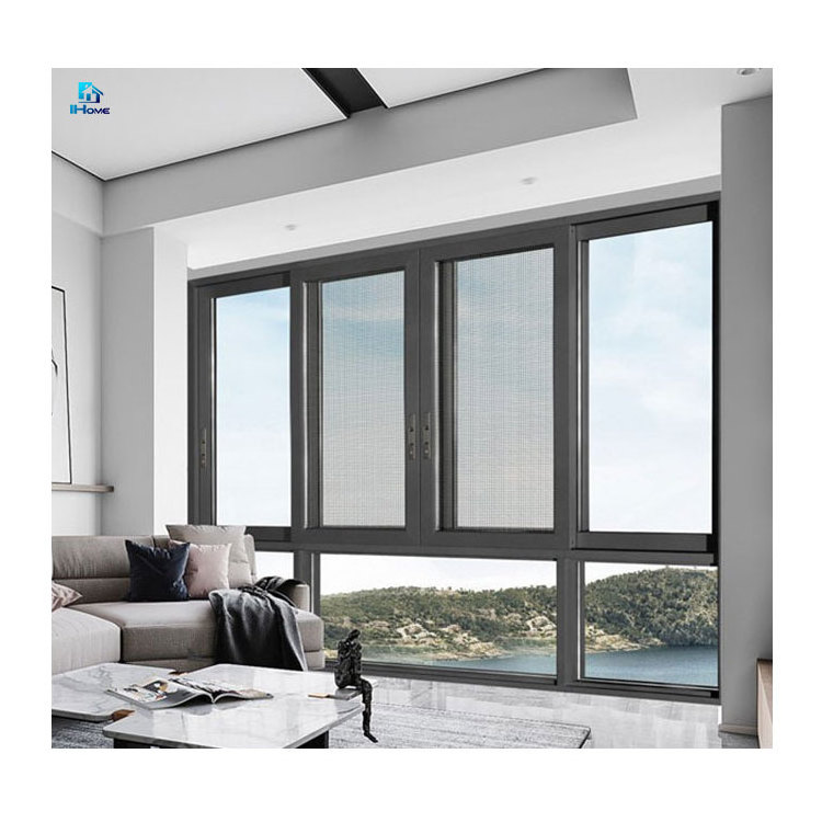 Aluminum Alloy Frame Sliding Roller Windows Luxury Glass Office Reception Windows