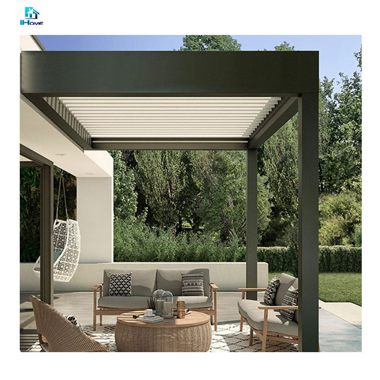 Aluminium Louver Glass Pergola Retractable Roof Awning Gazebo