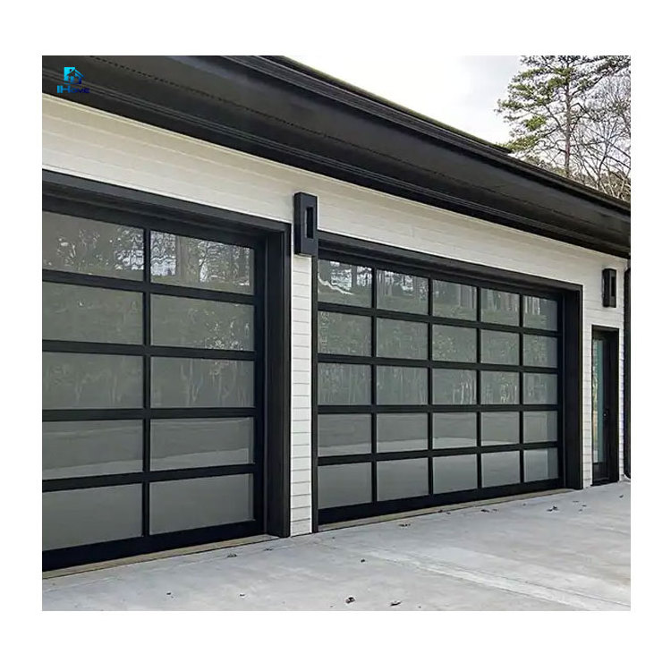 Automatic Garage Glass Inserts Door Roll Up Glass Vertical Bifold Garage Door