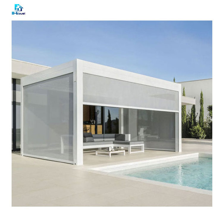 Aluminium Louver Glass Pergola Retractable Roof Awning Gazebo