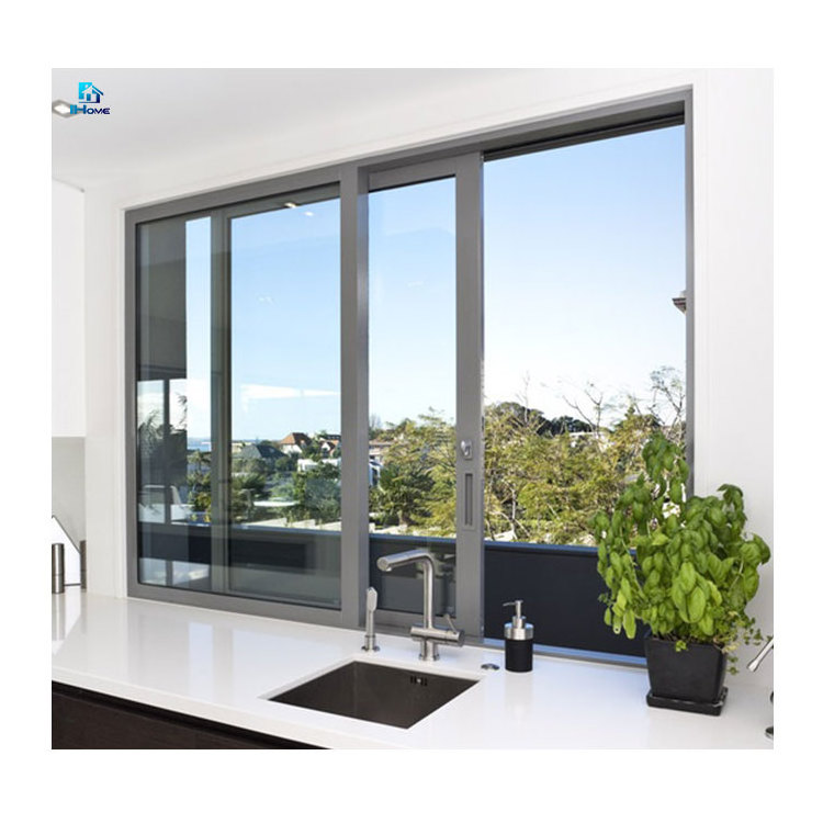 Aluminum Alloy Frame Sliding Roller Windows Luxury Glass Office Reception Windows