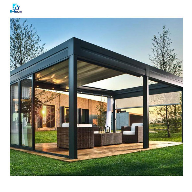 Customized Aluminum Louvre Motorized Pergola And Gazebos Outdoor Waterproof