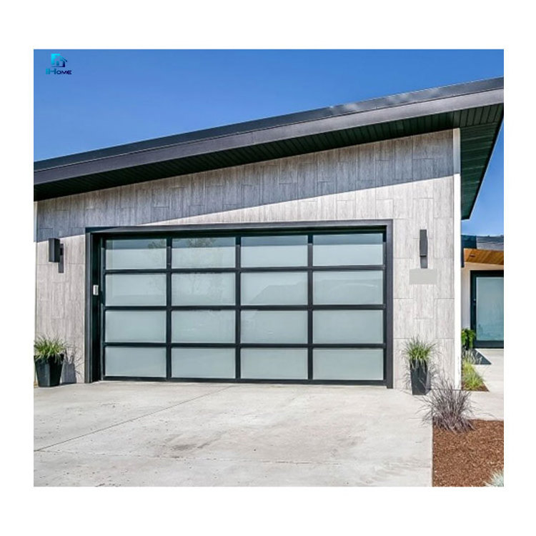 Automatic Garage Glass Inserts Door Roll Up Glass Vertical Bifold Garage Door