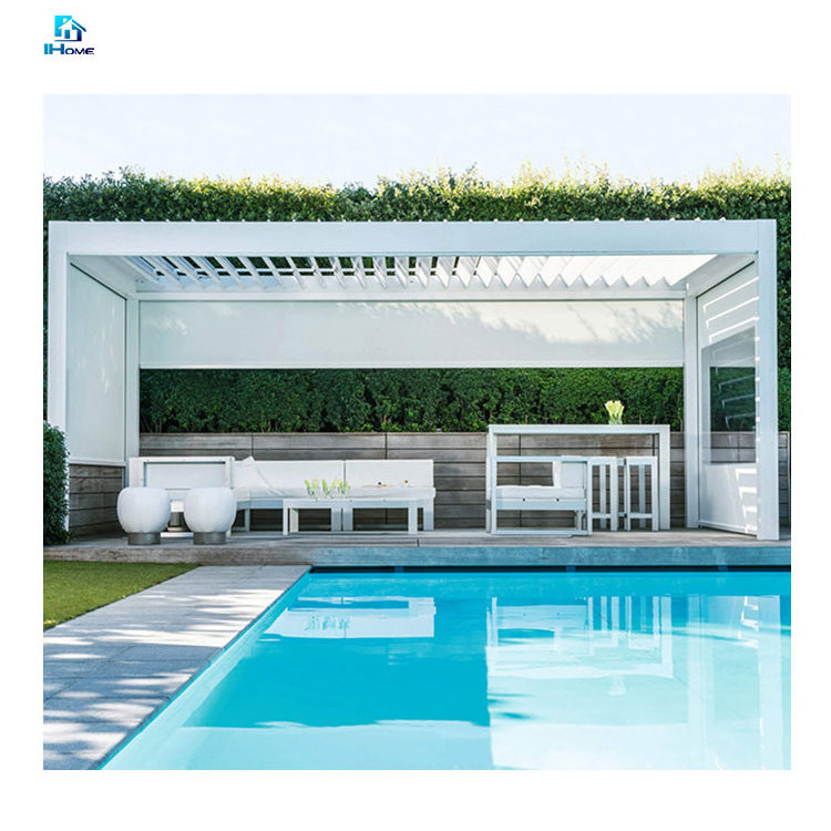 Automatic Bioclimatic Shape Aluminum Pergola Louvered Roof Outdoor Gazebo