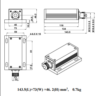 405nm 1000mW Blue laser module for measurement