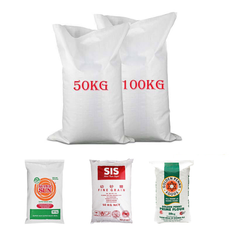 New 100% recyclable pp 100kg 100 25 50 kg agricultural cement flour sugar maize rice plastic woven sack bag