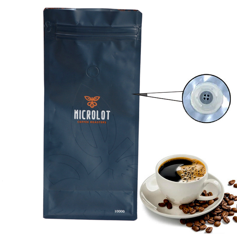 Custom printed 250g 500gr 12 ounce black empty one way valve coffee bags flat bottom coffee packing bag with valve and zipper