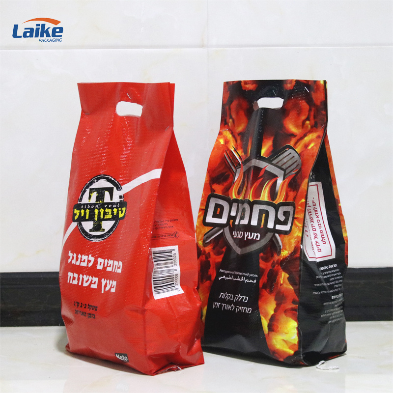 Custom polypropylene coal bag bopp pp woven plastic charcoal briquettes packaging bag 2kg 4kg 5kg 10kg bbq lump charcoal bags