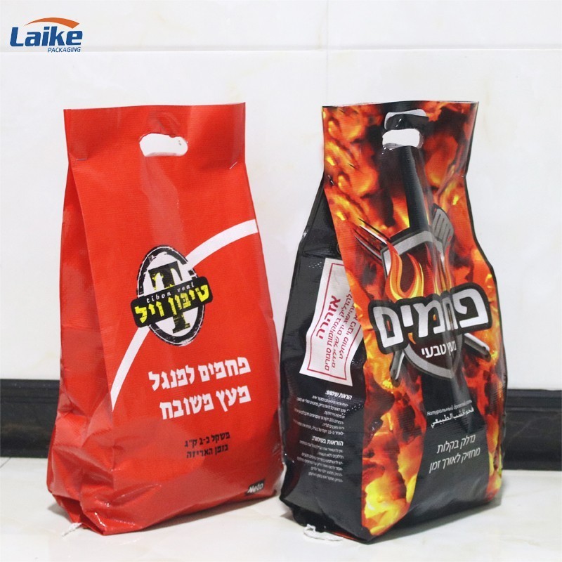 Custom polypropylene coal bag bopp pp woven plastic charcoal briquettes packaging bag 2kg 4kg 5kg 10kg bbq lump charcoal bags