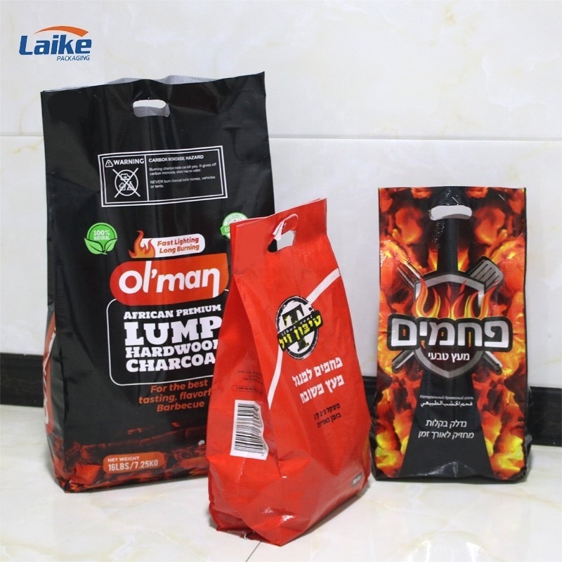 Custom color printing coal bags bbq charcoal packaging bag 5kg 10kg laminated pp woven bopp bag for charcoal