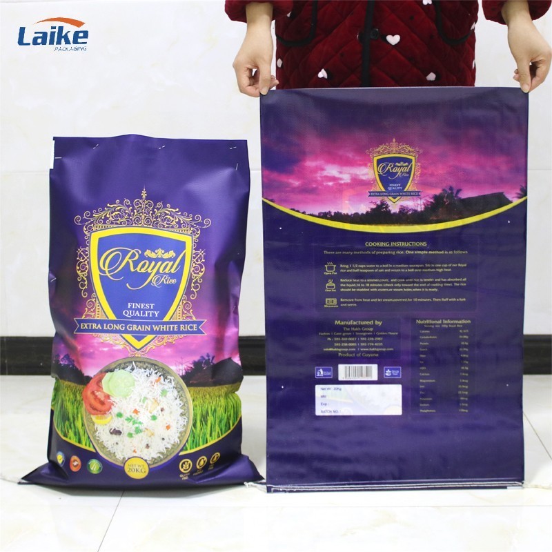 New empty custom design matte laminated pp print plasticrice packing bags pp woven bag 10kg 15kg 25kg 50kg sack for rice