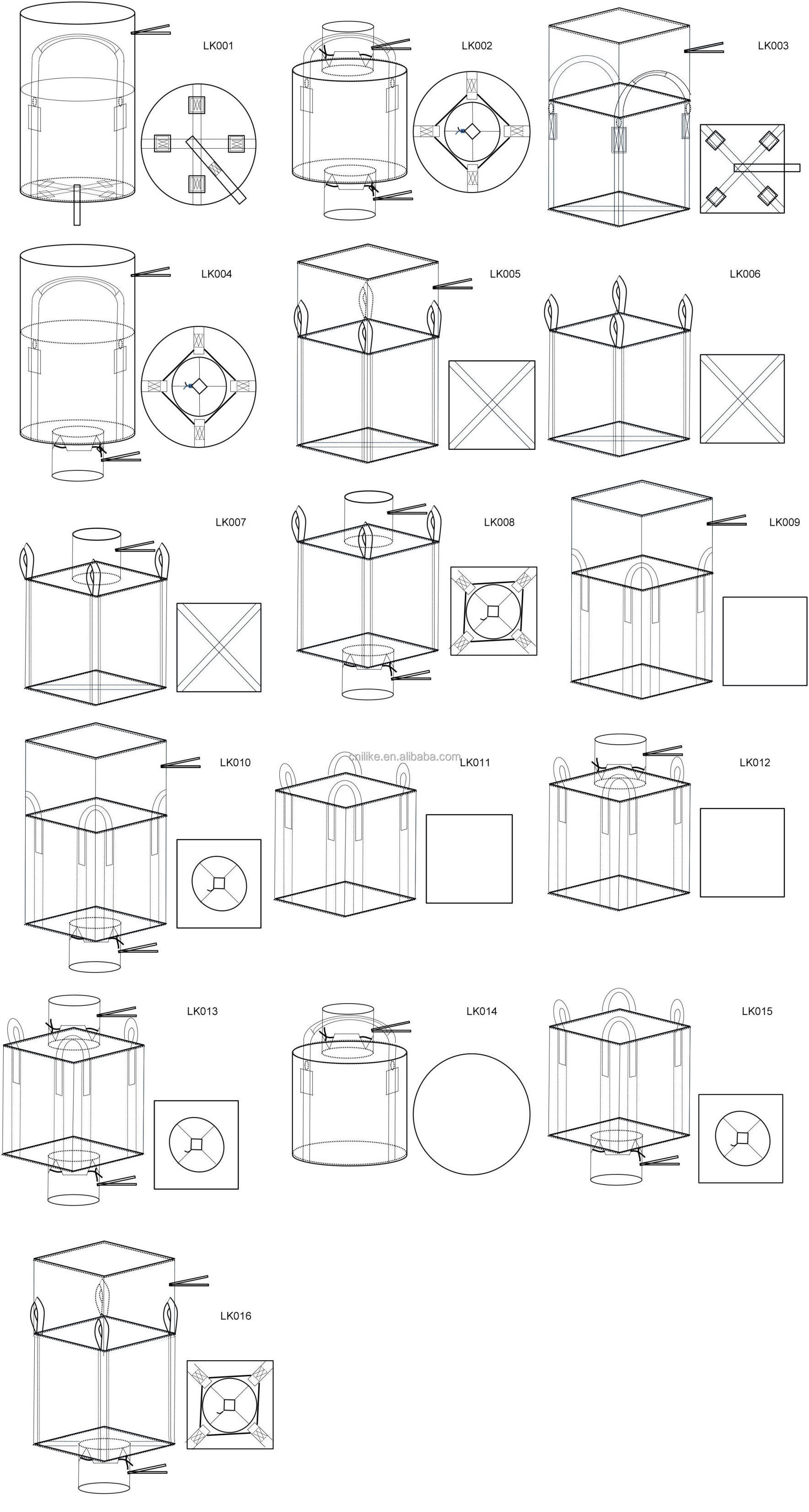 90x90x120cm Manufacturer bulk  FIBC PP Jumbo 1 ton Big Bags 1000kg