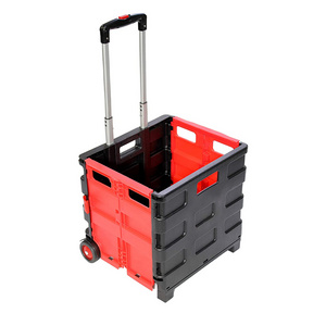 Portable Durable Plastic Supermarket Shopping Cart, Rolling Shopping Trolleys & Carts with Telescoping Handle