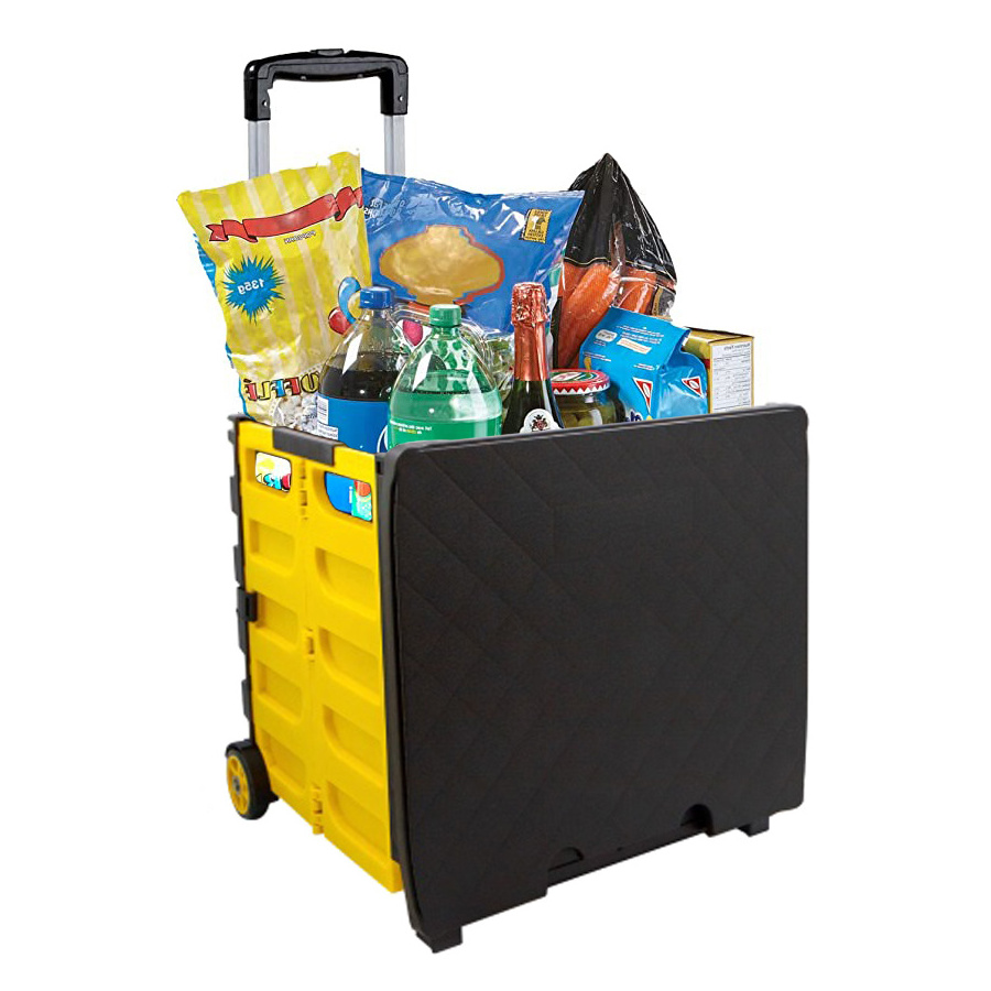 Heavy Duty Foldable Trolley Telesadjustable, Shopping Trolley Rolling Multipurpose Trolley with Wheel Seat