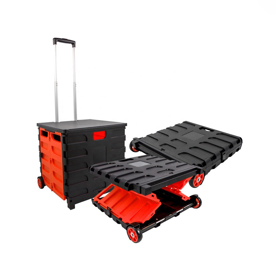 2 Wheel Climbings Tair Plastic Mini Folding Luggage Supermarket Foldable Small Portable Shopping Trolleys Bag Cart