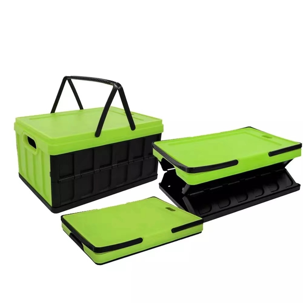 Solid Wall Clever Collapsible Plastic Folding Crate Storage Food Box Plastic Foldable Crate Basket Crate With Handle