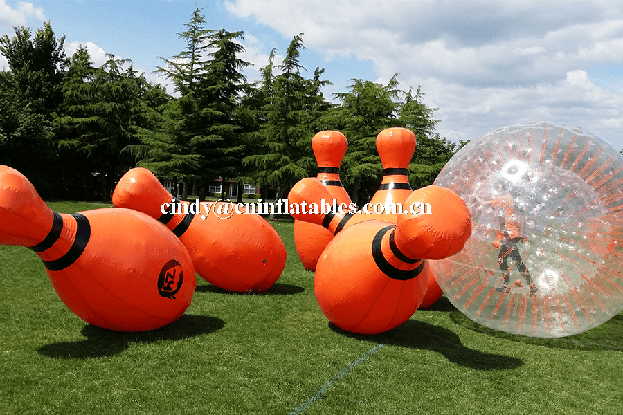 human bowling person in ball hitting pins sets inflatable bowling game for kids adults