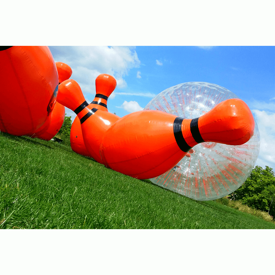 human bowling person in ball hitting pins sets inflatable bowling game for kids adults