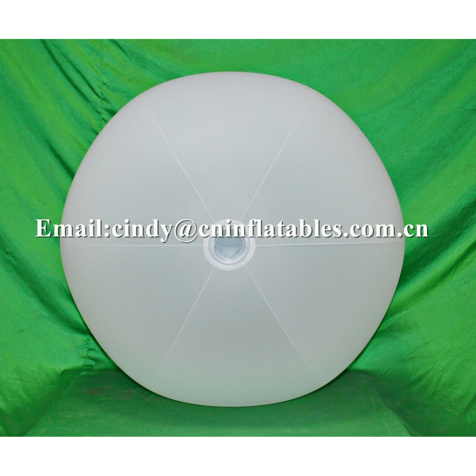 48in Inflatable OPAQUE WHITE Glow Stick-Sprinkler Beach Ball with CLEAR FROST TUBE