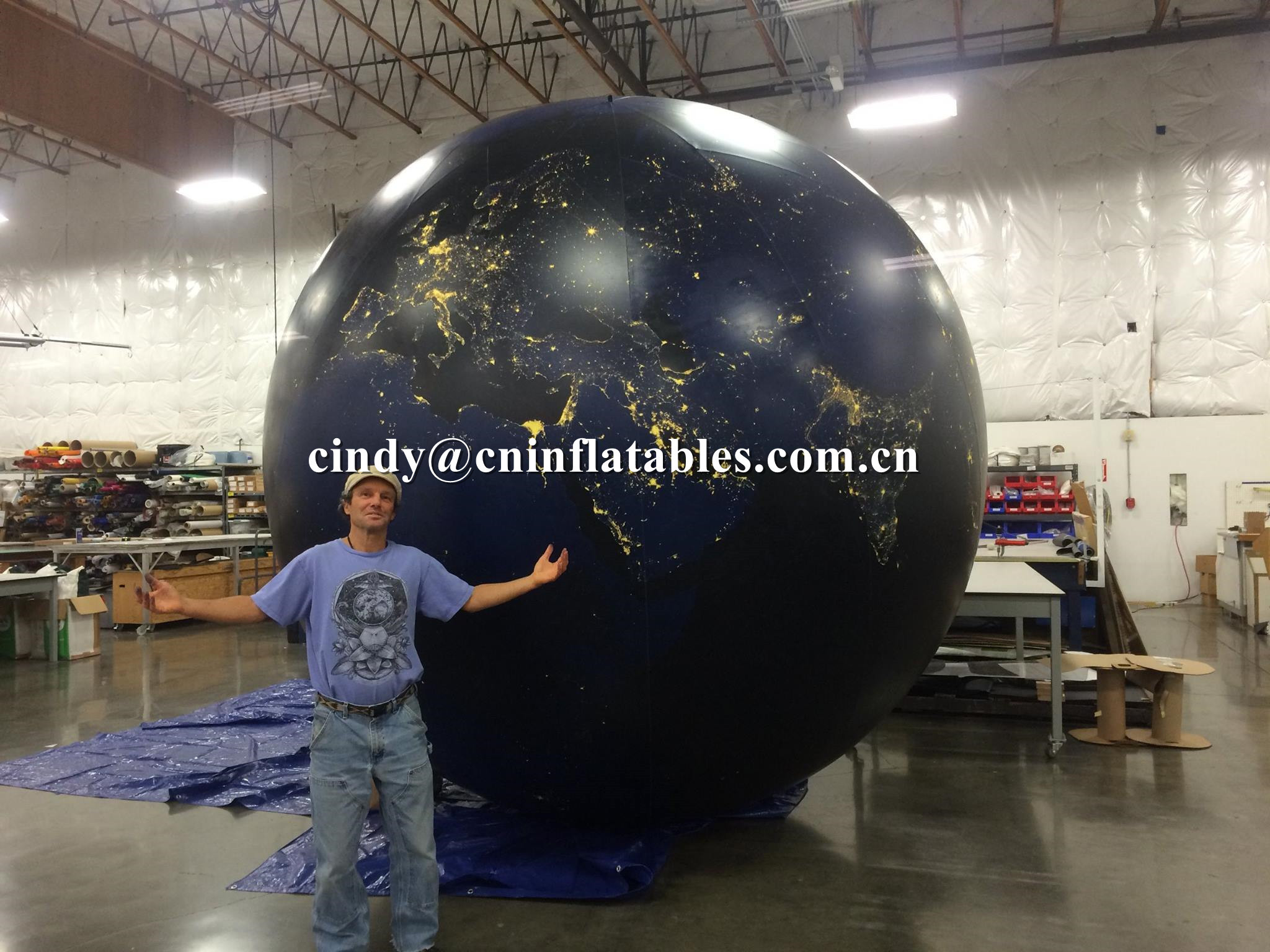 decoration lanterns inflatable earth custom globe LED lighting sphere planets ball for sale