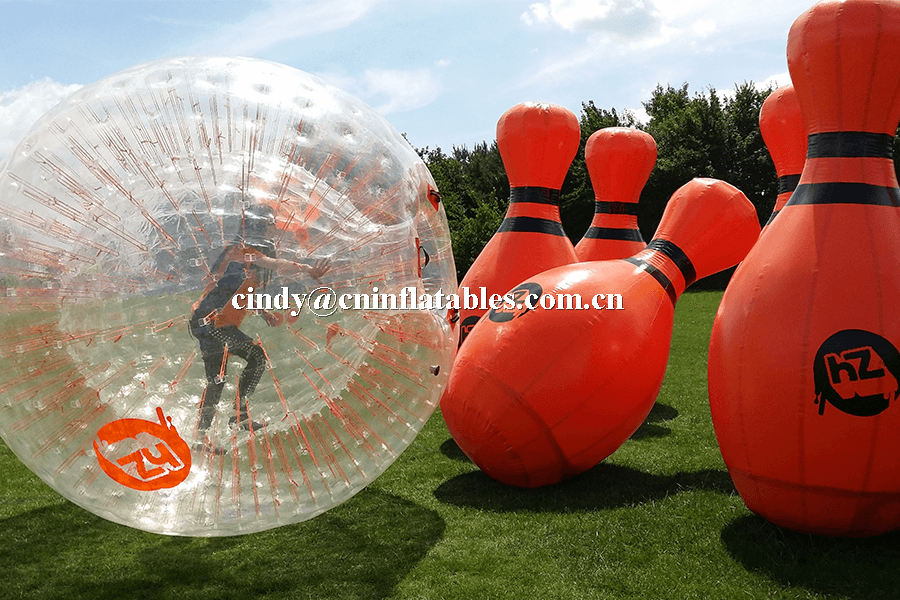 human bowling person in ball hitting pins sets inflatable bowling game for kids adults