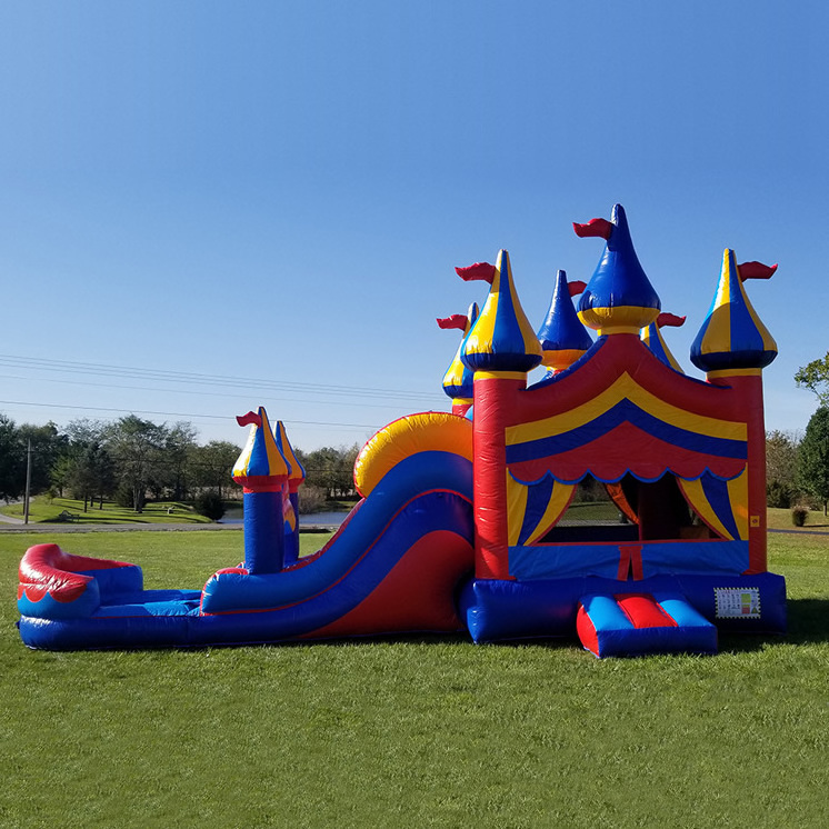 Wholesale PVC Inflatable 3 in 1 Dual Lane Sport Combo Jumper with slide for sale inflatable moonwalk bounce house with slide