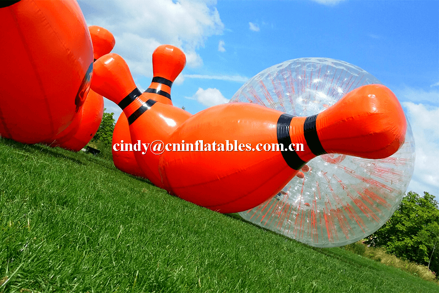 human bowling person in ball hitting pins sets inflatable bowling game for kids adults