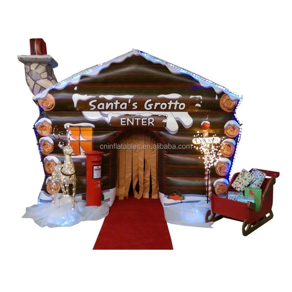 Wholesale business Inflatable new design Santa's Grotto Inflatable PVC santa grotto for sale Santa Claus Inflatable Castle