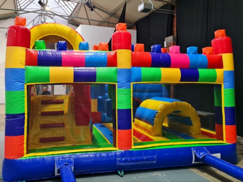 Wholesale Legoing  Bounce House Colorful Building Blocks Bouncer Combo Inflatable Jumping Bouncy Castle with Slide for Kids