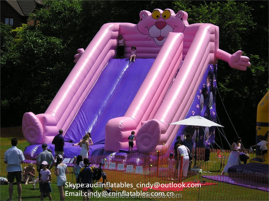 Pink Panther Inflatable Mega slide,Inflatable Dry Slide for kids