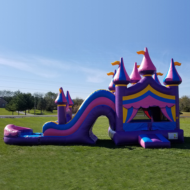 Wholesale PVC Inflatable 3 in 1 Dual Lane Sport Combo Jumper with slide for sale inflatable moonwalk bounce house with slide