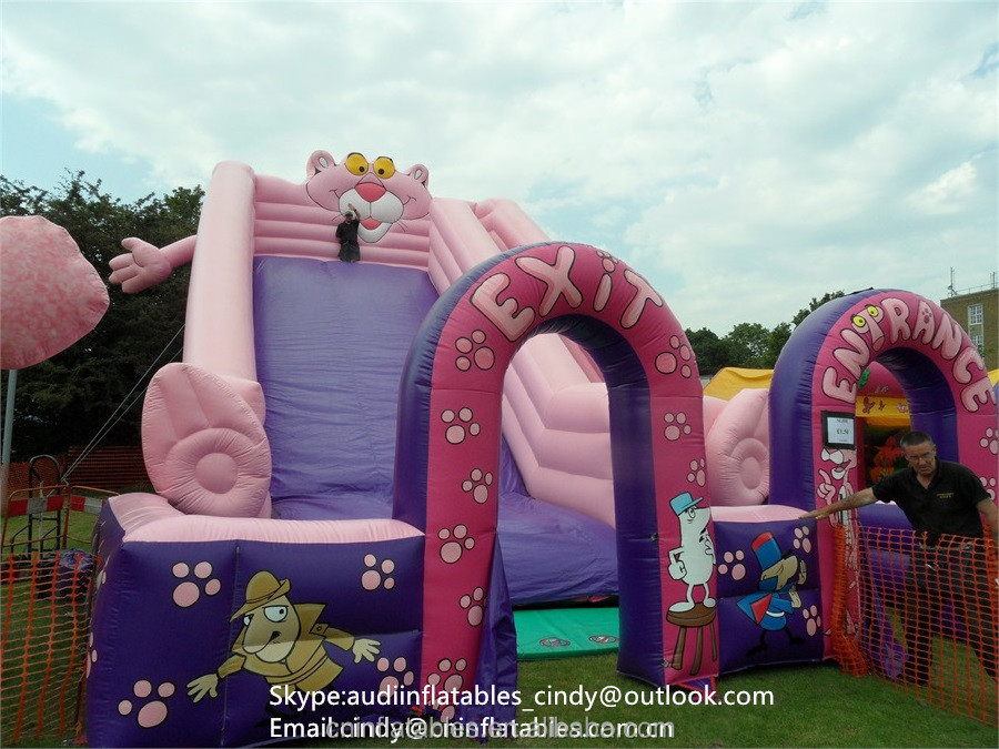 Pink Panther Inflatable Mega slide,Inflatable Dry Slide for kids