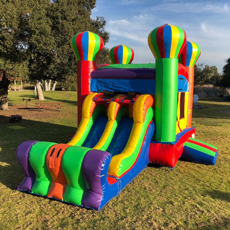 Wholesale PVC Inflatable 3 in 1 Dual Lane Sport Combo Jumper with slide for sale inflatable moonwalk bounce house with slide