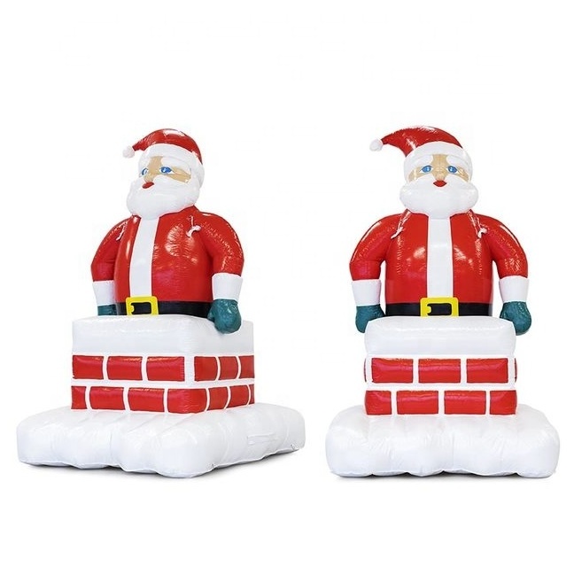 Highquality commercial PVC large Santa Clause on blue skis Christmas inflatable toys blow up santa claus for Christmas