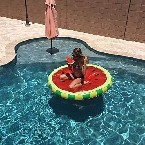 Inflatable Pool Float Lounger for Adults Size Circular Watermelon pattern Raft Bed Mat Pad for Pool Sun L Tanning