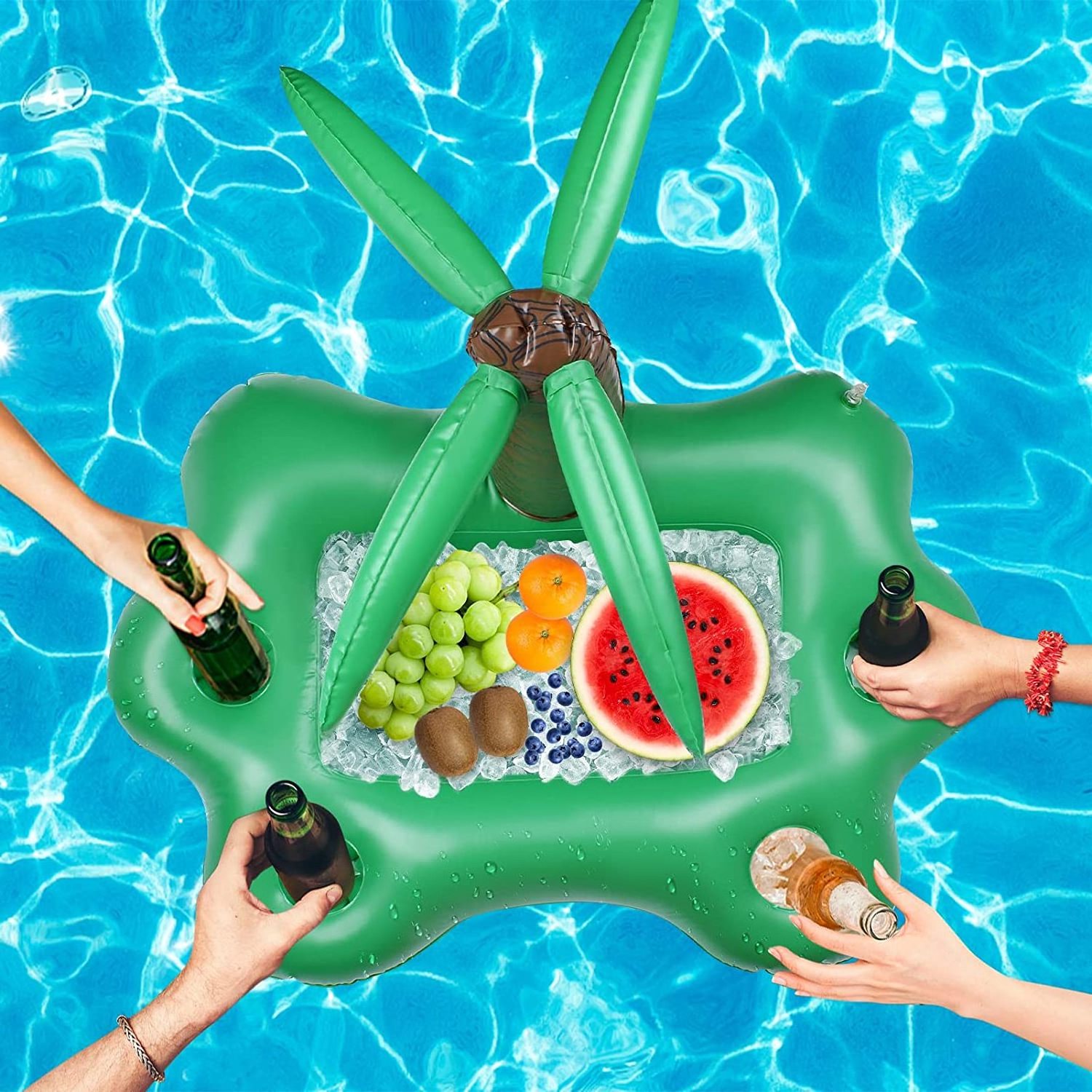 Floating Drinking Holder Inflatable Palm Tree Pool Floats Inflatable Coasters  for Kids Adults Summer Swim Pool Accessories