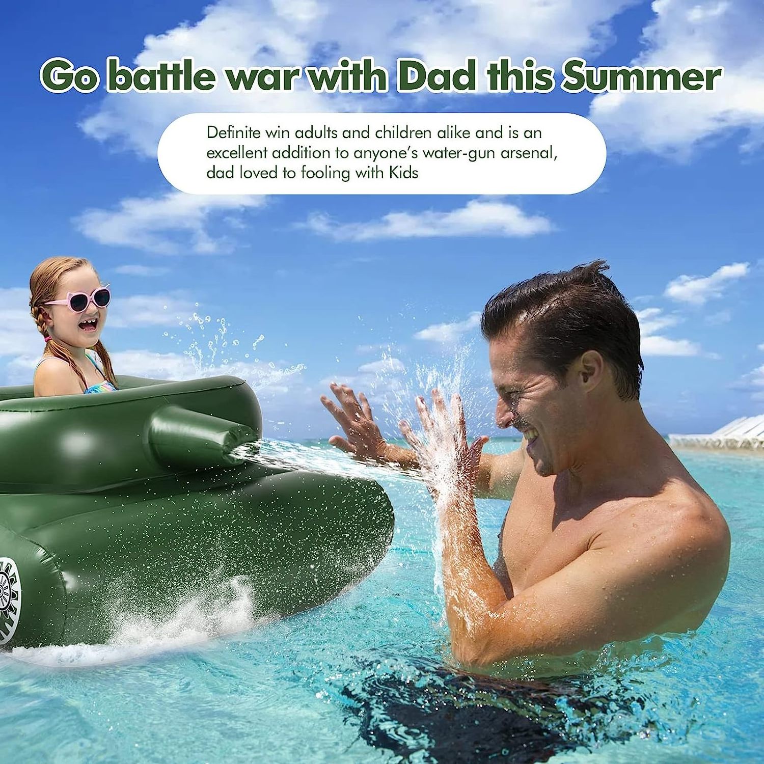 Tank Pool Floats Adult Inflatable, Tank Pool Lounger Float With Squirt Water Gun,Summer Fun Pool Beach Lake Game Battle Toys