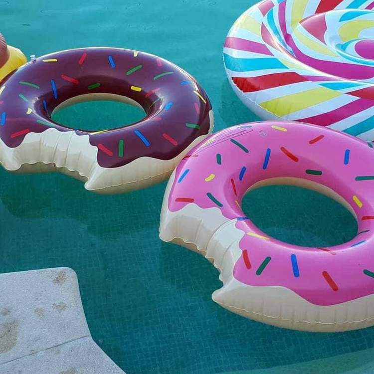 Inflatable PVC donut pool float swim ring