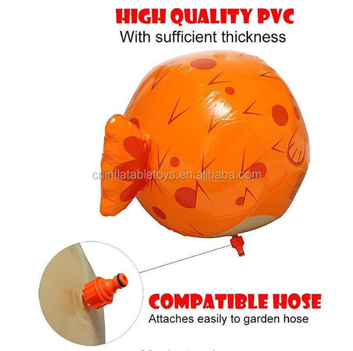 Factory custom Puffer Fish inflatable beach ball sprinkler Splash Water Ball Outdoor Swimming Pool Beach Use Spray PVC ball