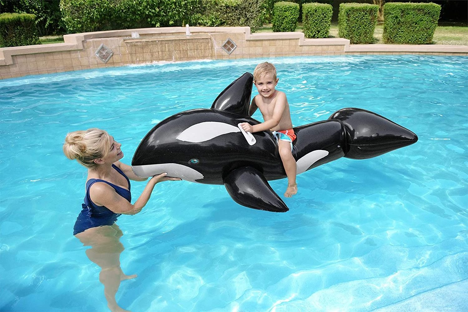 Jumbo Whale Rider Inflatable Pool Float Beach Water Toys, Floating Row Mounts,Children's Swim Pool Party Entertainment Props