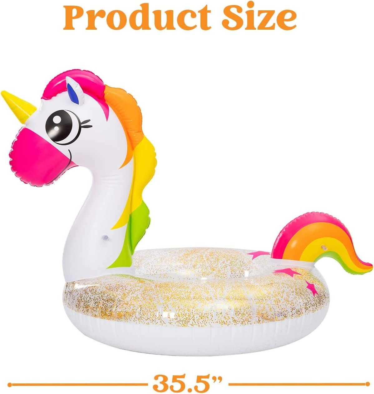 Inflatable Unicorn&Flamingo Pool Float with Glitters(2 Sets)Fun Beach Float Pool Toys Summer Outdoor Party Supplies for Kids