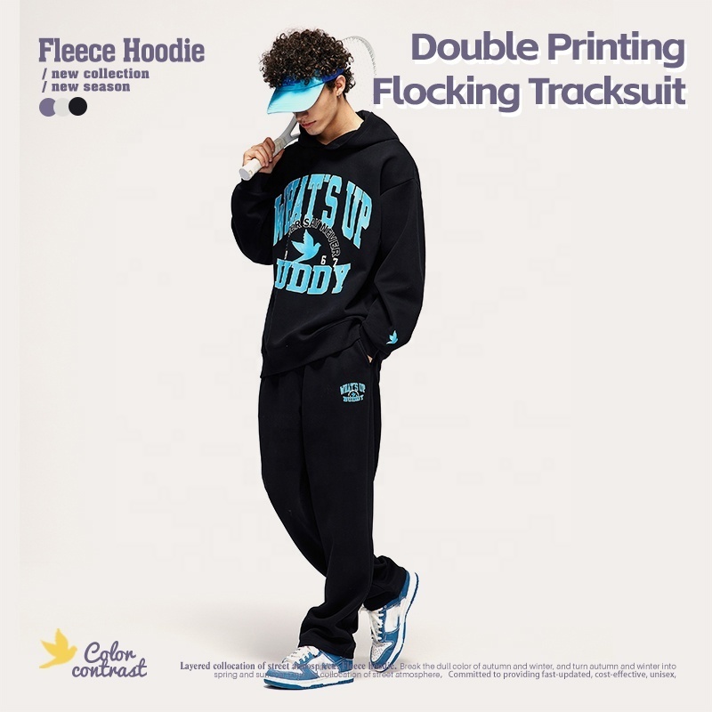 INFLATION Screen Printing Tracksuit custom hoodies jogger men sweatshirt logo printed hoodie and sweatpants set