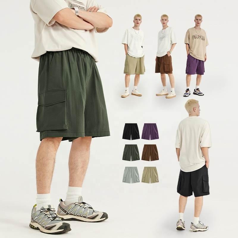 INFLATION Custom Wrinkle Cargo Shorts Summer Trousers Big Pocket 100% Polyester Outdoor Shorts