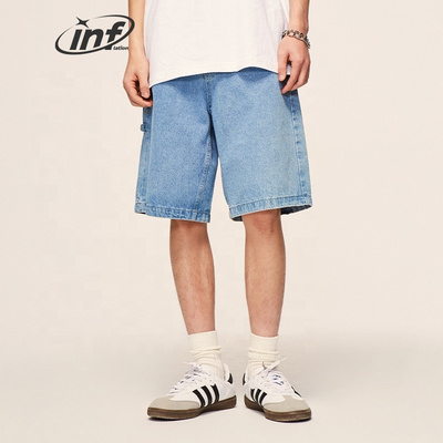 INFLATION Denim Men Jean Shorts Streetwear Button Pants Denim Shorts for Boys