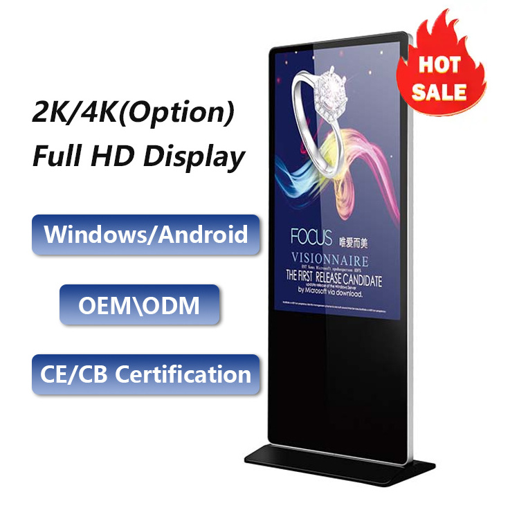 Smart Kiosk Vertical LCD Advertising Display Interactive Panel Digital Signage Totem with Floor Standing Touch Screen