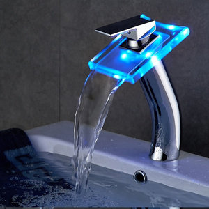 ROVATE Waterfall Bathroom LED Light tall basin faucet face basin faucet  bathroom faucet basin tap wash piler