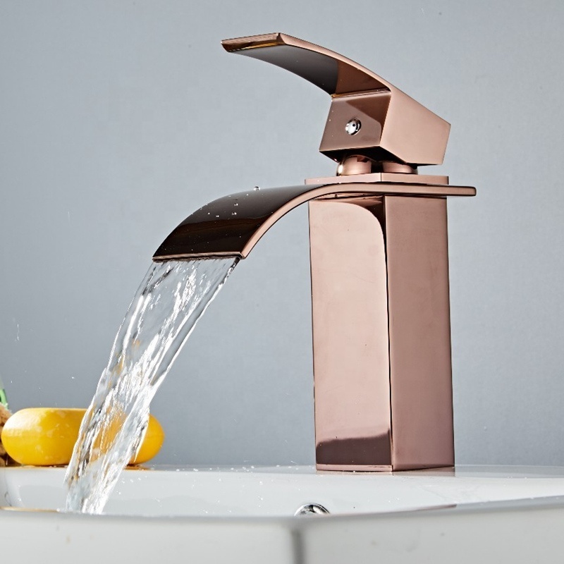 ROVATE basin faucet rose gold 304 stainless steel bathroom basin faucet middle rose gold basin faucet