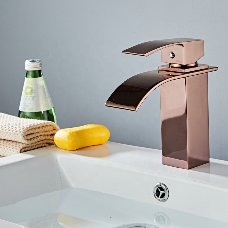 ROVATE basin faucet rose gold 304 stainless steel bathroom basin faucet middle rose gold basin faucet